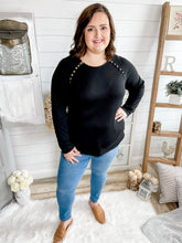 Load image into Gallery viewer, Plus Size Wooden Button Long Sleeve Top