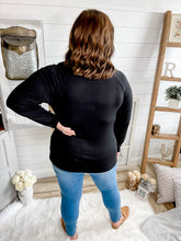Load image into Gallery viewer, Plus Size Wooden Button Long Sleeve Top
