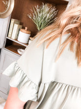 Load image into Gallery viewer, Plus Size Round Neck Ruffled Sleeve Babydoll Top