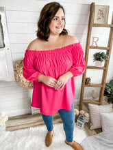 Load image into Gallery viewer, Plus Size Fuchsia Smocked Off-Shoulder Top
