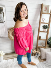 Load image into Gallery viewer, Plus Size Fuchsia Smocked Off-Shoulder Top