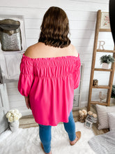 Load image into Gallery viewer, Plus Size Fuchsia Smocked Off-Shoulder Top