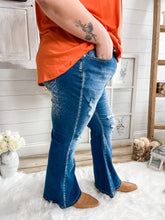Load image into Gallery viewer, Plus Size Faded Leopard Print Distressed Flare Jeans