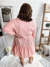 Load image into Gallery viewer, Plus Size Pink Buttoned Tiered Dress