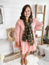 Load image into Gallery viewer, Cashmere Feeling Green and Orange Raw Hem Plaid Scarf