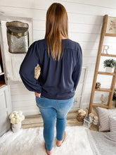 Load image into Gallery viewer, Navy V Neck Top