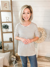 Load image into Gallery viewer, Black and White Short Sleeve Stripe Top