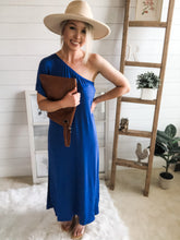 Load image into Gallery viewer, One Sided Shoulder Maxi Dress With Side Slit