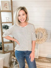 Load image into Gallery viewer, Black and White Short Sleeve Stripe Top