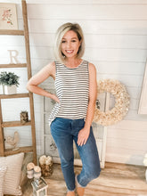 Load image into Gallery viewer, Black and White Stripe Tank
