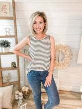Load image into Gallery viewer, Black and White Stripe Tank