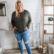 Load image into Gallery viewer, Olive Long Sleeve Cut Out Back Top