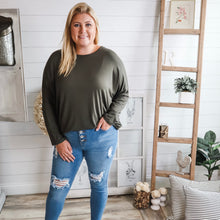 Load image into Gallery viewer, Olive Long Sleeve Cut Out Back Top