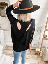 Load image into Gallery viewer, Black Long Sleeve Cut Out Back Top