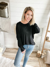 Load image into Gallery viewer, Black Long Sleeve Cut Out Back Top