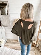 Load image into Gallery viewer, Olive Long Sleeve Cut Out Back Top