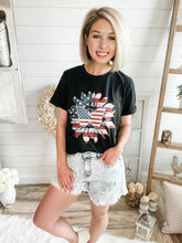 Load image into Gallery viewer, American Flag Sunflower/Butterfly Graphic Tee