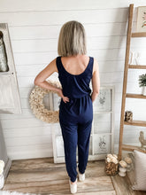 Load image into Gallery viewer, Scoop Neck Button Down Sleeveless Jumpsuit