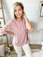 Load image into Gallery viewer, Lavender Kimono Large Swiss Dot Sleeves Top