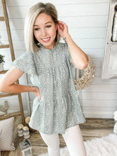 Load image into Gallery viewer, Cheetah Spotted Ruffled Sleeve Babydoll Top