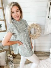 Load image into Gallery viewer, Cheetah Spotted Ruffled Sleeve Babydoll Top