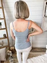 Load image into Gallery viewer, Blue Textured Ruffled Tank Top