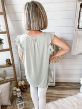 Load image into Gallery viewer, Casual Sage V Neck Ruffled Top
