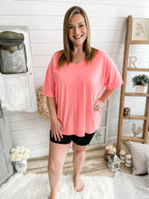 Load image into Gallery viewer, Coral Oversized V Neck Boyfriend T-Shirt