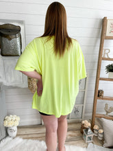 Load image into Gallery viewer, Neon Yellow Oversized V Neck Boyfriend T-Shirt