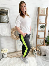 Load image into Gallery viewer, Ash Grey Tricot Track Joggers With Neon Yellow Side Stripes