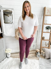 Load image into Gallery viewer, Eggplant Cotton Motto Leggings