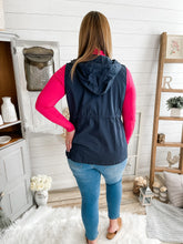 Load image into Gallery viewer, Navy Drawstring Waist Military Hoodie Vest