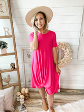 Load image into Gallery viewer, Fuchsia Short Sleeve With Pockets Dress