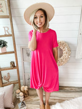 Load image into Gallery viewer, Fuchsia Short Sleeve With Pockets Dress