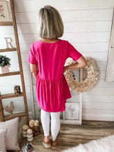 Load image into Gallery viewer, Fuchsia Short Sleeve Babydoll Top