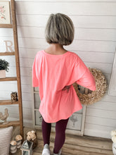 Load image into Gallery viewer, Coral Oversized V Neck Boyfriend T-Shirt