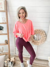 Load image into Gallery viewer, Eggplant Cotton Motto Leggings