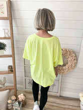 Load image into Gallery viewer, Neon Yellow Oversized V Neck Boyfriend T-Shirt