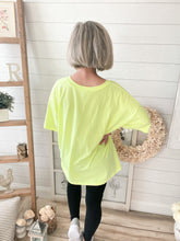 Load image into Gallery viewer, Neon Yellow Oversized V Neck Boyfriend T-Shirt