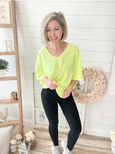 Load image into Gallery viewer, Neon Yellow Oversized V Neck Boyfriend T-Shirt