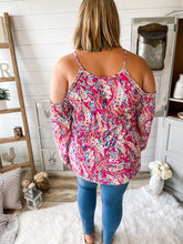 Load image into Gallery viewer, Plus Size Floral Print Lilly Inspired Cold Shoulder Lightweight Top