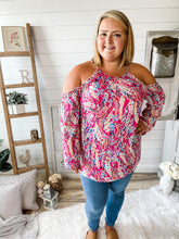 Load image into Gallery viewer, Plus Size Floral Print Lilly Inspired Cold Shoulder Lightweight Top