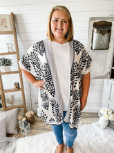 Load image into Gallery viewer, Black and White Pom Pom Kimono