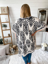Load image into Gallery viewer, Black and White Pom Pom Kimono