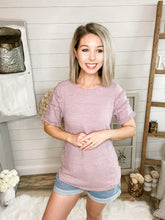 Load image into Gallery viewer, Knitted Lavender Triple Ruffled Sleeve Top