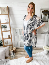 Load image into Gallery viewer, Black and White Pom Pom Kimono