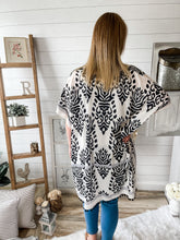 Load image into Gallery viewer, Black and White Pom Pom Kimono
