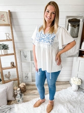 Load image into Gallery viewer, Floral Front Tie Wide Sleeve Babydoll Top