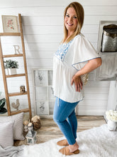 Load image into Gallery viewer, Floral Front Tie Wide Sleeve Babydoll Top