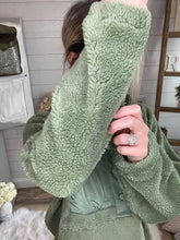 Load image into Gallery viewer, Olive Chest Pocket Sherpa Pullover